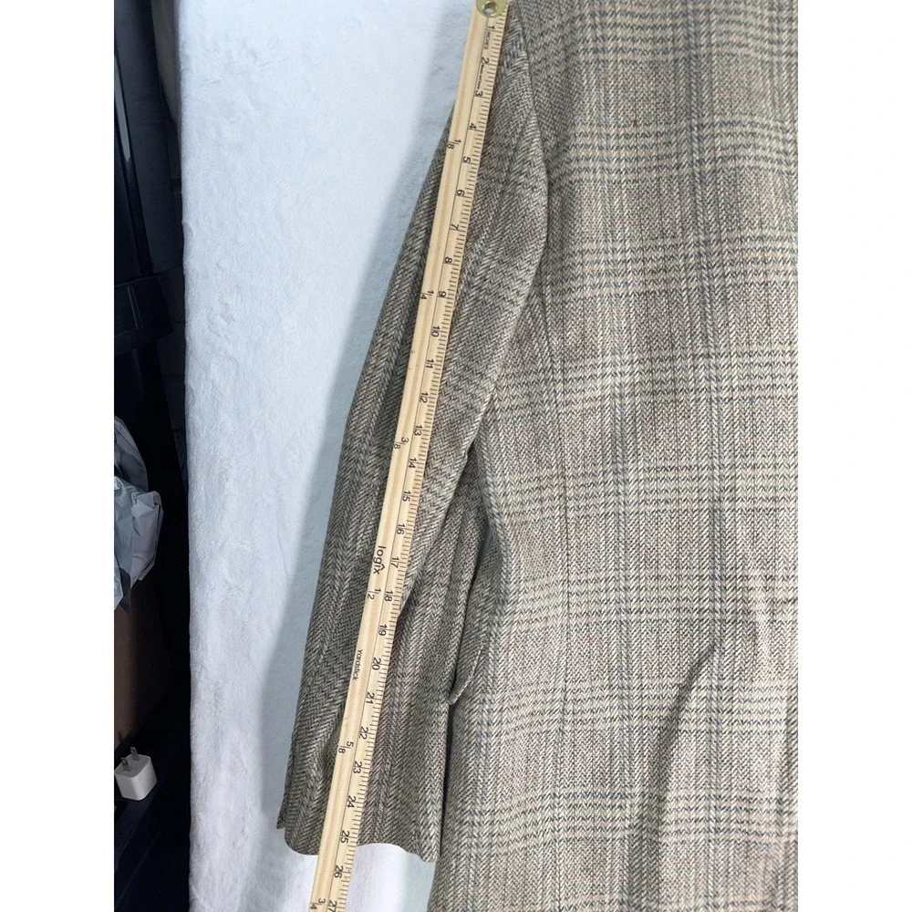 Vintage Chaps By Ralph Lauren Blazer Mens 40 Beige‎ Plaid Wool Tweed Sport Coat